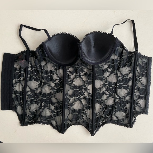 💋🔥 Lace Corset | Bustier | Lingerie | Hook-and-Eye | Adjustable | Padded Cups - Picture 13 of 14